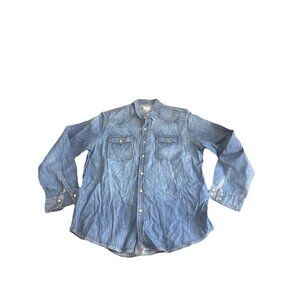 Levis Shirt Mens XXL Blue Denim Pearl Snap Brush Popper Western Cowboy